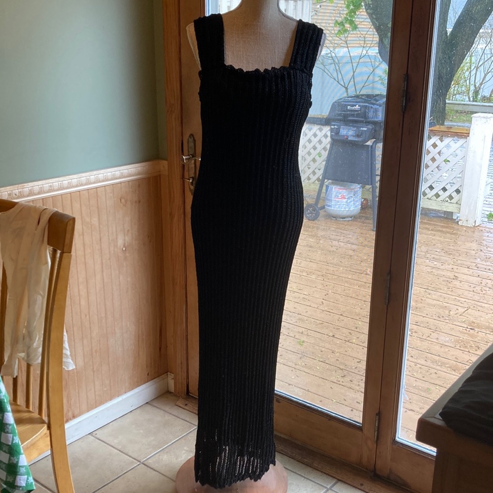 Damianou black sparkle sweater-knit lined dress